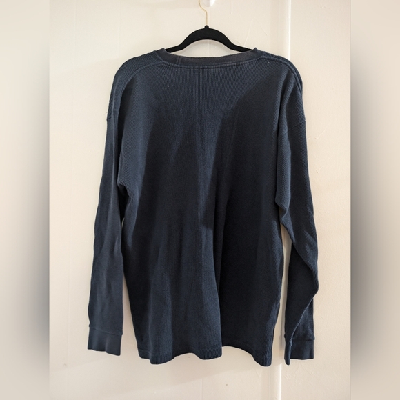 Classic Men's Dark Blue Crewneck Heavy Weight Long Sleeve Shirt - Picture 3 of 7
